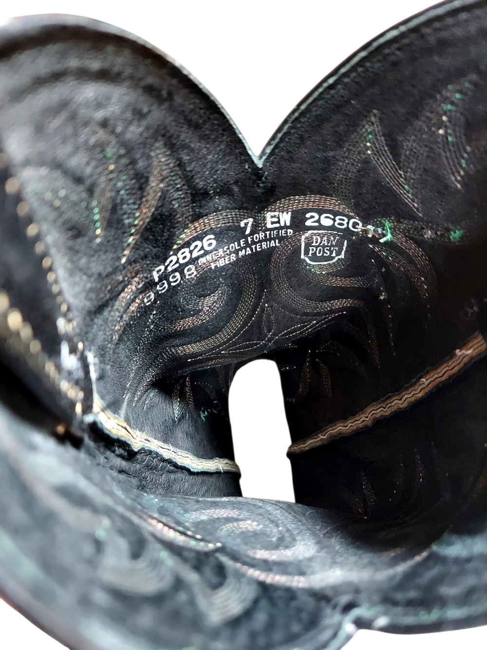 Dan Post Emerald Green Snakeskin Embossed Cowgirl Western Boots 8 Vintage - Picture 13 of 14